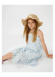 Koton Thick Strap Floral Patterned - Embroidered Cotton Lined Dress