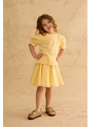 Fahhar Kids طقم تنورة بتفاصيل حجر الماء باللون الأصفر