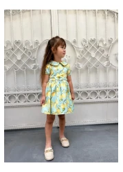 HC Kids Wear Girl's Baby Collar Lemon Print Dress