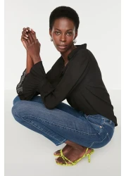  Collection Spanish Sleeve Black Woven Shirt - Regular Fit TWOAW22GO0487