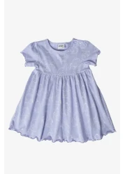 Kyron 100% Cotton Collar Button Closure Baby Girl Dress - Lilac