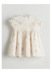 LC Waikiki Ecru Baby Collar Floral Baby Girl Dress