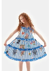 Tyess Bg Store فستان بناتي منقوش 23ss1tj4920