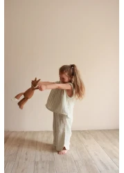 Oh La La Koala For Little Ones Green Striped Back Detailed Muslin Suit