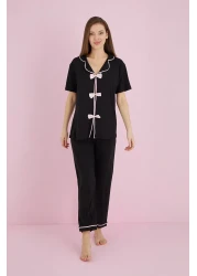 Fullamoda Bow Collar Shirt Pajama Set