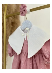 Hobidik Baby Girl Child Dried Rose Muslin Scalloped Fabric Collar Eid Birthday Mevlüt Dress