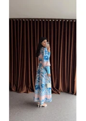 HAZELANNA فستان مستورد بأصفاد كبيرة باللون الأزرق