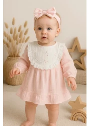 candar Baby Girl Dress with Muslin Apron and Bandage