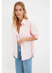  Collection Pink Single Pocket Boyfriend/Wide Fit Cotton Woven Shirt TWOAW20GO0115