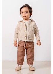 bombe طقم مريح بغطاء للرأس من قطن المنك للأطفال الرضع مكون من 3 قطع، طقم علوي وسفلي عصري