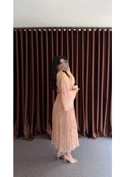 HAZELANNA فستان طويل بحزام بألوان الباستيل