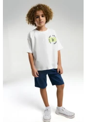 U.S. Polo Assn. بدلة برمودا بيضاء للأولاد