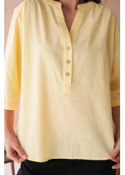 Park Karon بلوزة منسوجة بأزرار على شكل حرف V