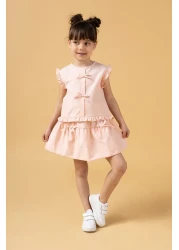 Minipodyum طقم صيفي مكون من قطعتين بتنورة بالون للفتيات مع تفاصيل فيونكة