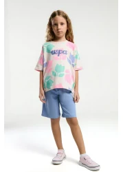 U.S. Polo Assn. قاعدة. بولو أسن. بدلة برمودا برتقالية للبنات