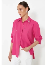  Collection قميص فوشيا منسوج - تفاصيل حجرية، مقاس عادي TWOSS24GO00069