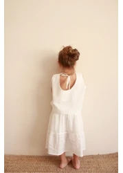 Oh La La Koala For Little Ones White Embroidered Back Tie Girl's Suit