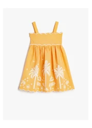 Koton فستان بياقة مربعة بدون أكمام مطرز