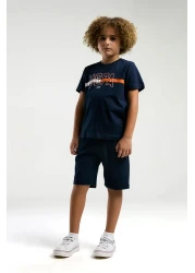 U.S. Polo Assn. قاعدة. بولو أسن. بدلة برمودا للأولاد باللون الأزرق الداكن