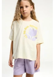 U.S. Polo Assn. قاعدة. بولو أسن. طقم شورت بناتي أصفر