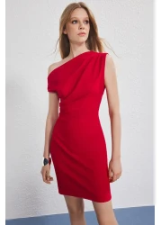  Collection Red Fitted Mini Woven Dress Twoss25El00766 Twoss25El00766