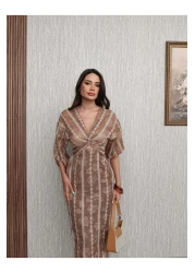 ESRAHELVACI Scalloped Balloon Sleeve Midi Dress