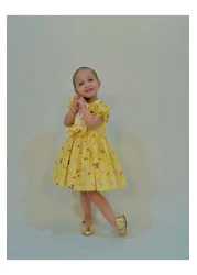 Linarookids Laurel Yellow Vintage Baby Girl Dress, Birthday Dress, Photo Shoot Dress, Suitable for 0-7 Years Old