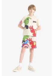 Defacto Boys Marvel Avengers 2Pcs Set Short Sleeve T-Shirt Shorts E0346A825Sm