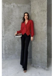 RB CLUB بلوزة شيفون - أكمام بأزرار