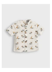 LC Waikiki Elephant Printed Baby Boy Shirt and Shorts 2-Piece