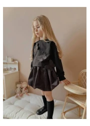 YİGİT BUTİK مجموعة Yigit Boutique للفتيات ذات تنورة بالون فضية مفصلة على شكل فراشة