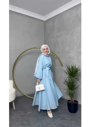 QUAWEAR طقم قميص وتنورة مبطنة بياقة قميص وأكمام بالونية ومجموعة مكونة من قطعتين