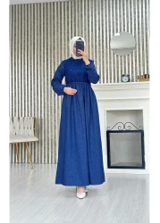 Moda Krash فستان صيفي من الكتان بتفاصيل دانتيل