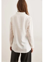 Olalook Women's White Shiny Textured Woven Shirt GML-19001152