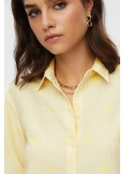 STELLA PULVIS قميص مربعات منقوش بالزهور الصفراء