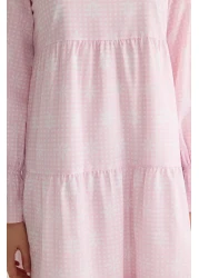  Modest Light Pink Lined Floral Woven Terrycotton Dress Tctss21El3441