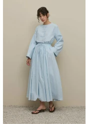 Fahhar Gathered Wide Voile Skirt Light Blue