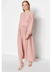  Modest صدرية وردية مغبرة وقماش مغطى بأزرار مفصلة فستان منسوج من Aerobin TCTSS23EB00254