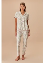 Suwen طقم بيجامة رجالي على شكل فراشة