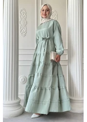 InStyle Skirt Layer Ruffle Detail Modal Mint Green Dress