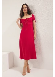  Collection Red Floral Maxi Woven Dress Twoss25El00662