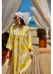 LOCCO Women's Mixed Pattern Dress Yellow