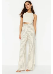  Collection جينز متعدد الألوان مخطط عالي الخصر واسع الساق TWOSS23JE00247