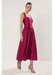  Collection Plum A-Line Satin Woven Chic Evening Dress Night Graduation Dress Tpraw25El00040