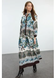  Modest فستان منسوج من الفيسكوز باللون البني TCTSS24EB00221