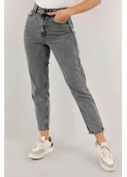 JILLY حذاء Krs Smoked Mom Jean ذو الخصر العالي بتفاصيل Boyfriend