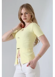 Butik Beyza بلوزة ليكرا بأزرار شمسية