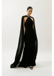 Manuka فستان سهرة فرنسي معطف أسود