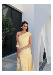 ESRAHELVACI فستان بنمط الباتيك بكتف واحد