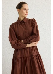  Modest Dark Brown Elastic Waist Dress Tctss25Eb00016